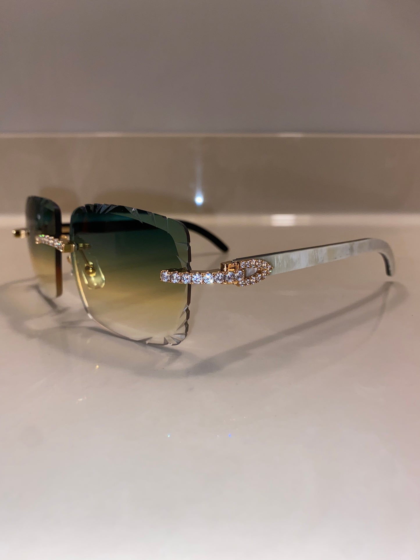 Iced out Rimless Sunglasses Detroit style Buffs