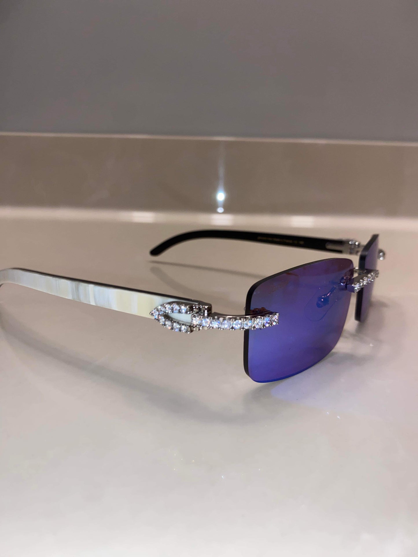 Iced out moissanite Mirror Sunglasses