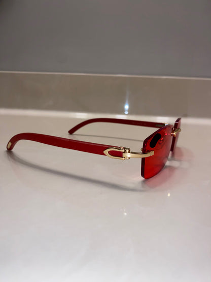 Rimless Sunglasses Red Wood style