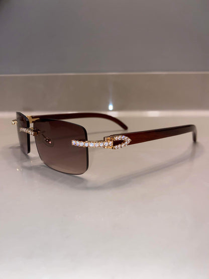 Rimless Sunglasses Classic Wood style