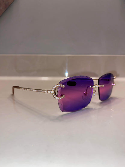 Made to order: Iced out Big C moissanite Sunglasses