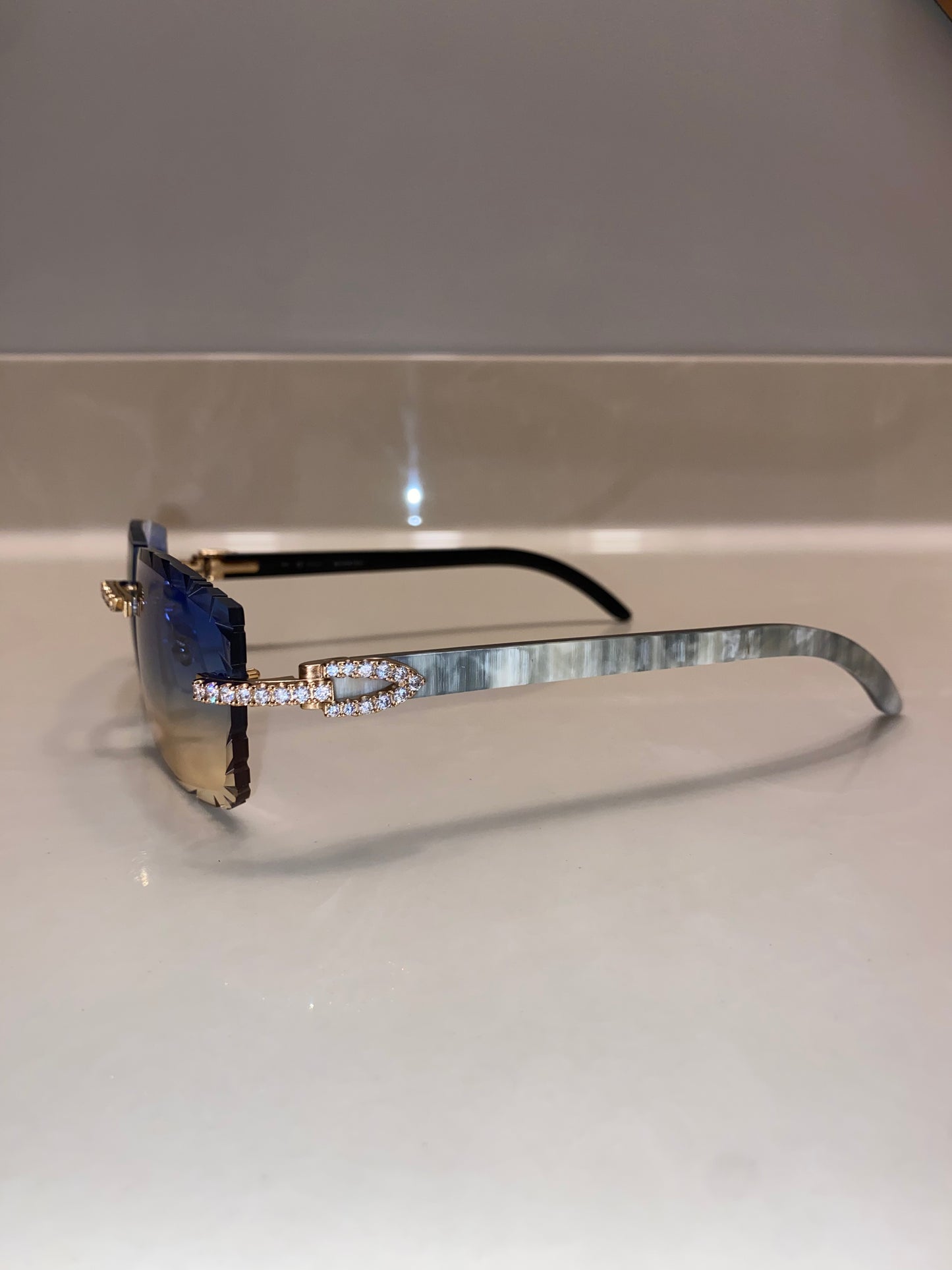 Iced out Rimless Sunglasses Detroit style Buffs