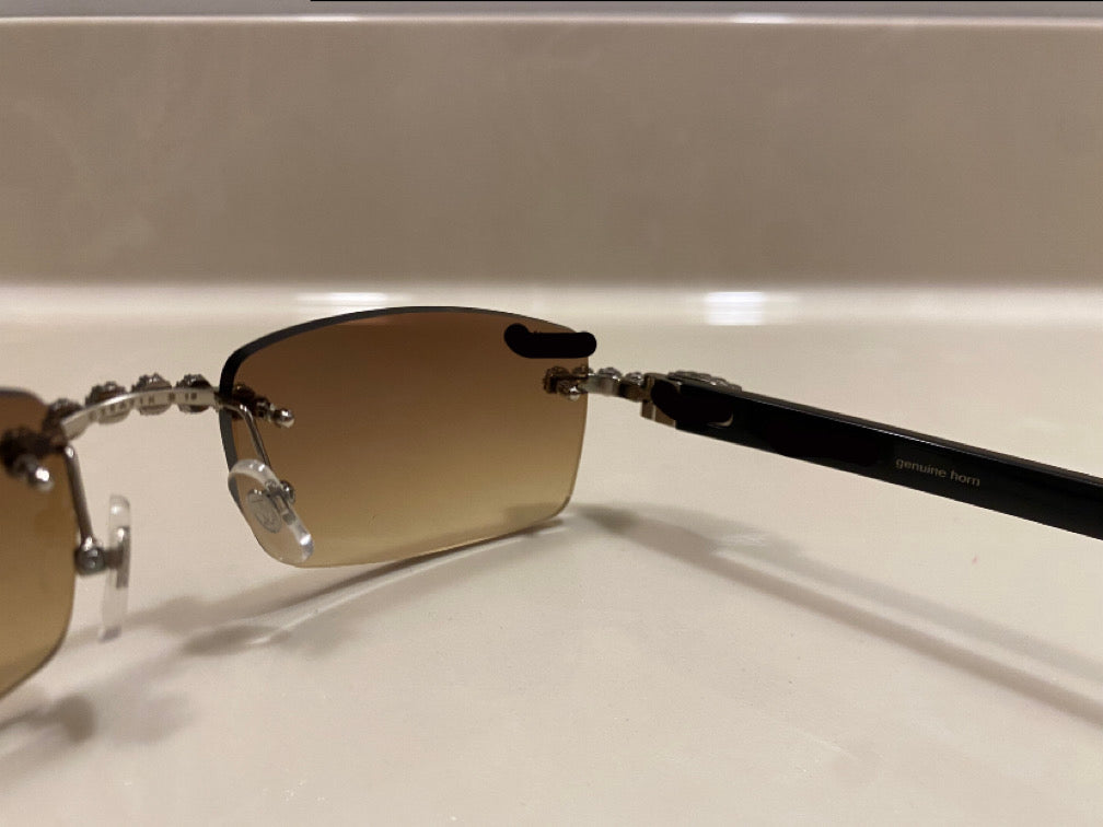 Iced out Rimless Sunglasses Detroit style Black Buffs