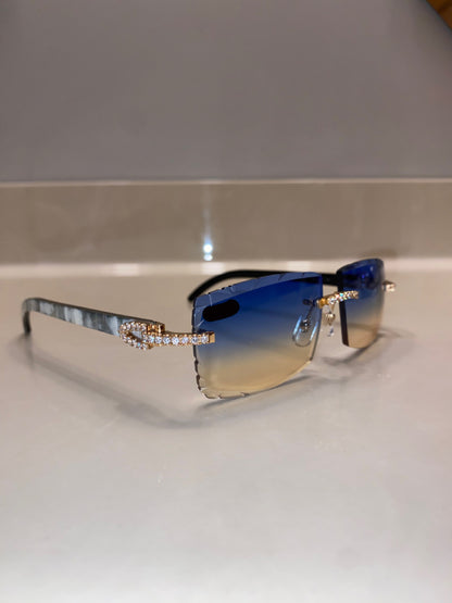 Iced out Rimless Sunglasses Detroit style Buffs