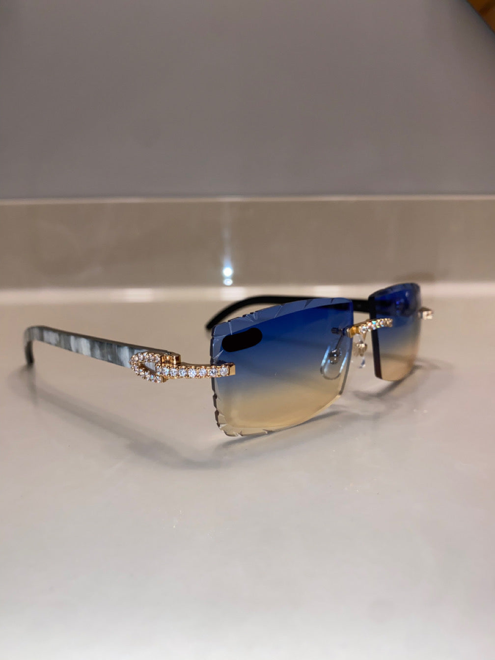 Iced out Moissanite Rimless Sunglasses Detroit style Buffs