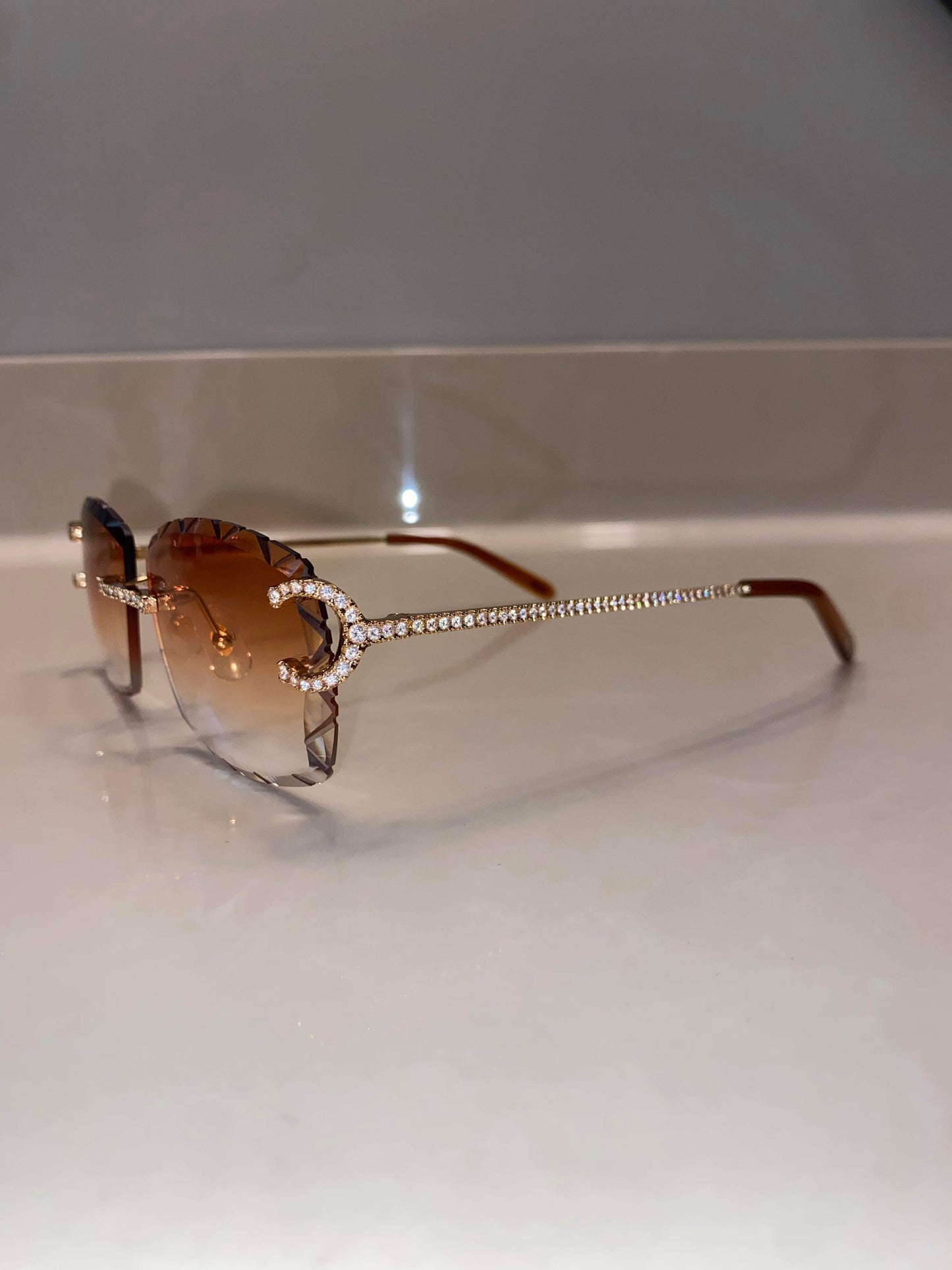 Made to order: Iced out Big C moissanite Sunglasses