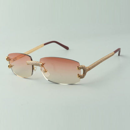 Iced out Rimless C Sunglasses Detroit style Buffs
