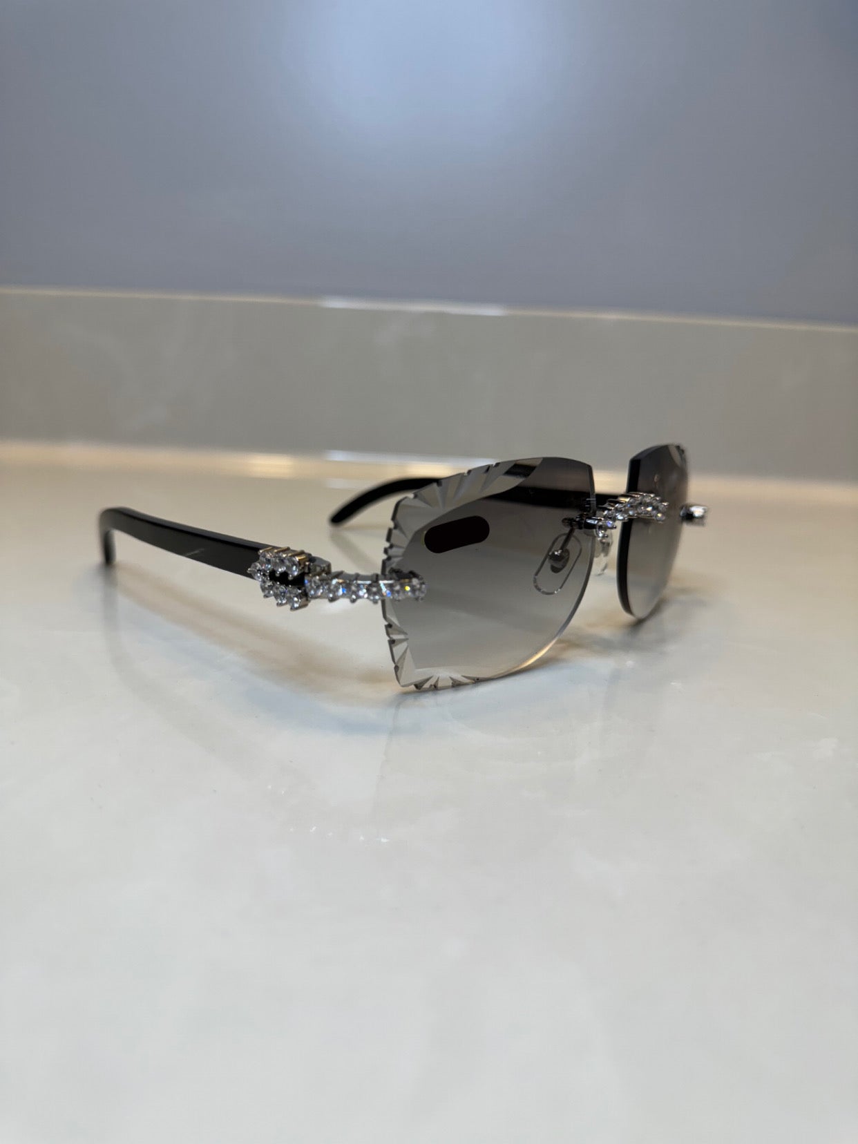 Iced out Rimless Sunglasses Detroit style Buffs 50 pointers