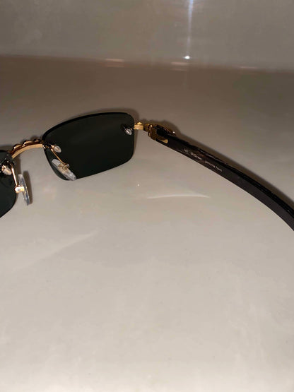 Iced out moissanite black Buffalo horn glasses