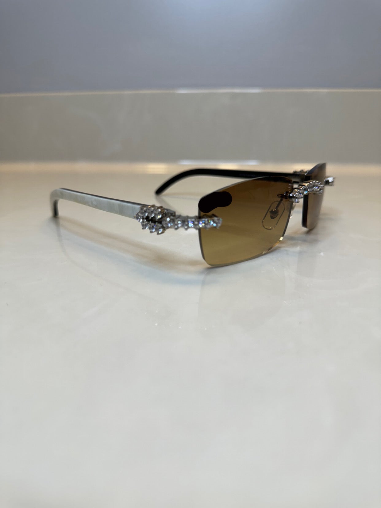 Iced out Rimless Sunglasses Detroit style Buffs 50 pointers