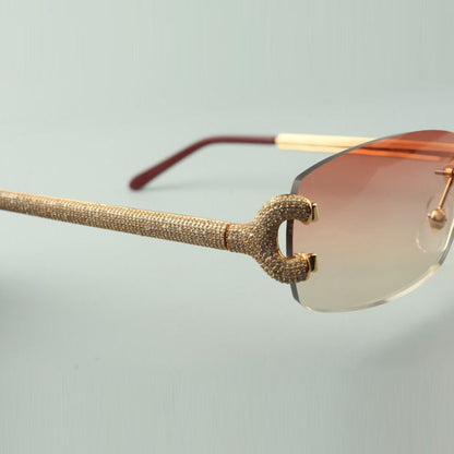Iced out Rimless C Sunglasses Detroit style Buffs