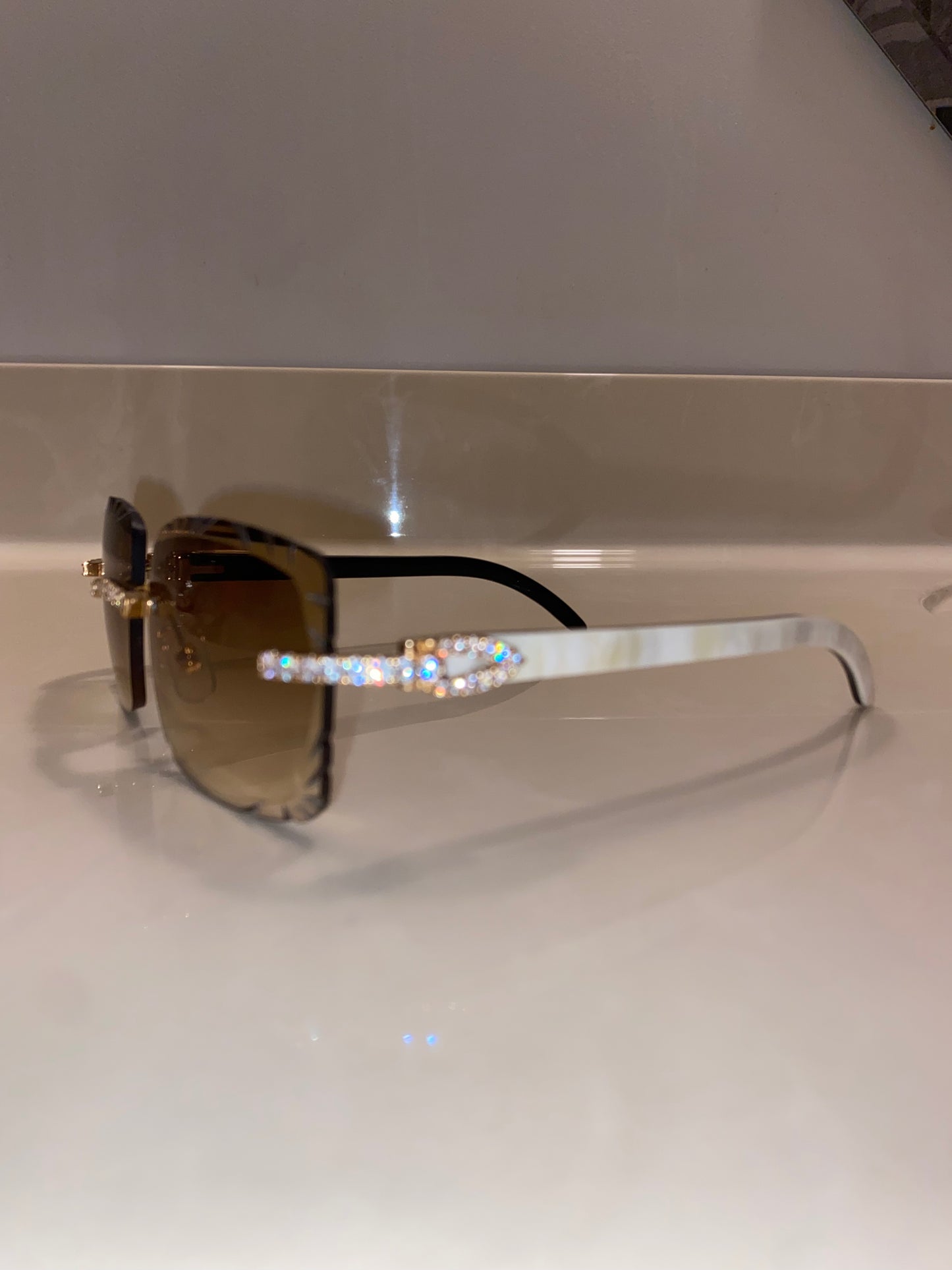 Iced out Rimless Sunglasses Detroit style Buffs