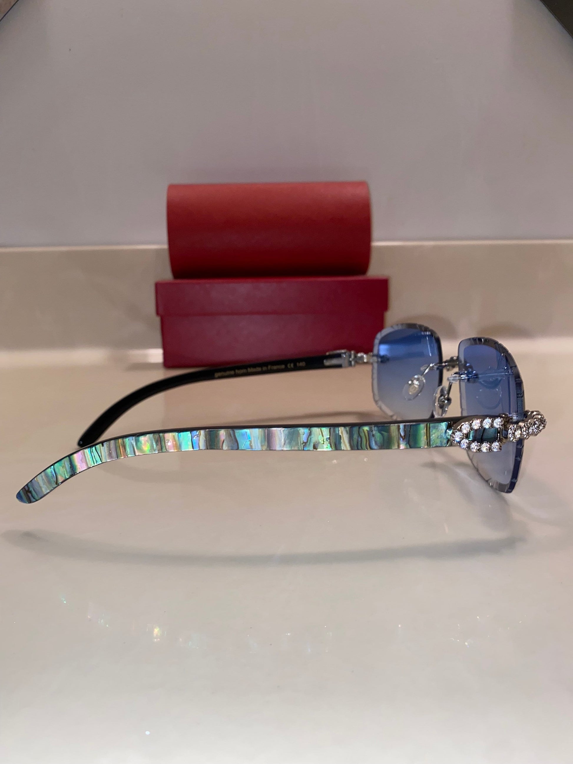 Iced out Rimless Sunglasses Detroit style Buffs