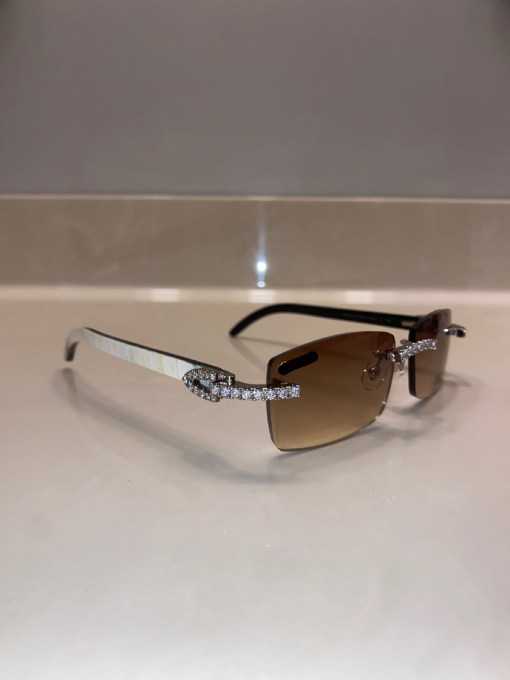 Moissanite iced out buffalo horn glasses