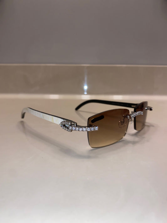 Moissanite iced out buffalo horn glasses