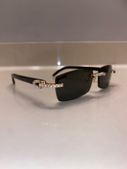 Iced out moissanite Rimless Sunglasses Detroit style sunglasses