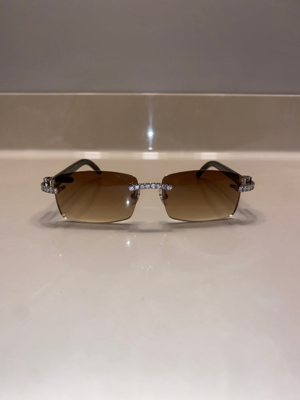 Moissanite iced out buffalo horn glasses