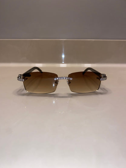 Moissanite iced out buffalo horn glasses