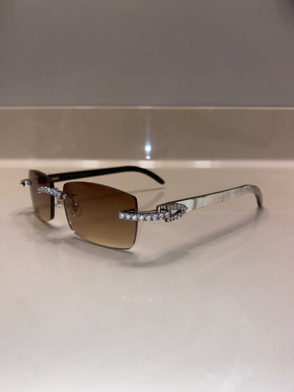 Moissanite iced out buffalo horn glasses