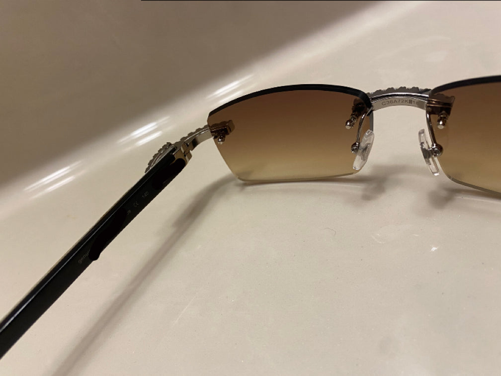 Iced out moissanite Rimless Sunglasses Detroit style sunglasses