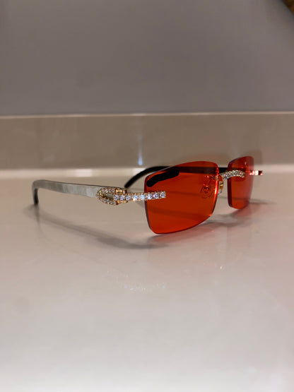 Iced out moissanite Rimless Sunglasses