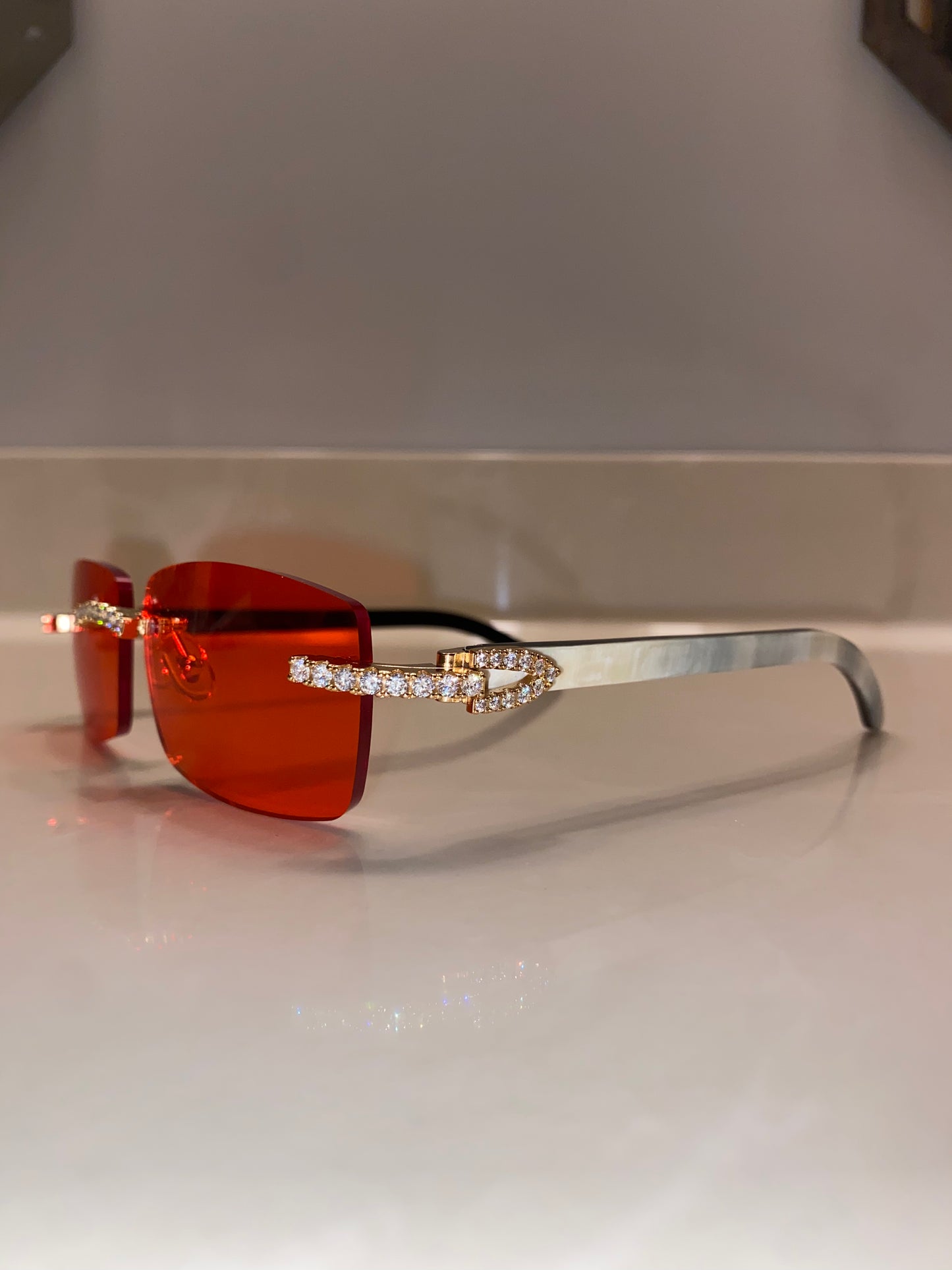 Iced out moissanite Rimless Sunglasses