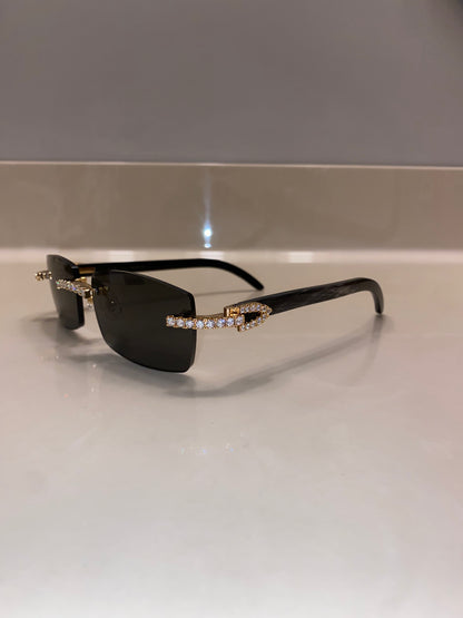 Iced out moissanite Rimless Sunglasses Detroit style sunglasses