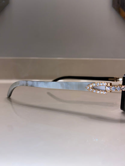 Iced out moissanite Rimless Sunglasses Detroit style sunglasses