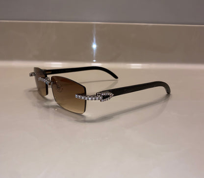 Iced out moissanite Rimless Sunglasses Detroit style sunglasses