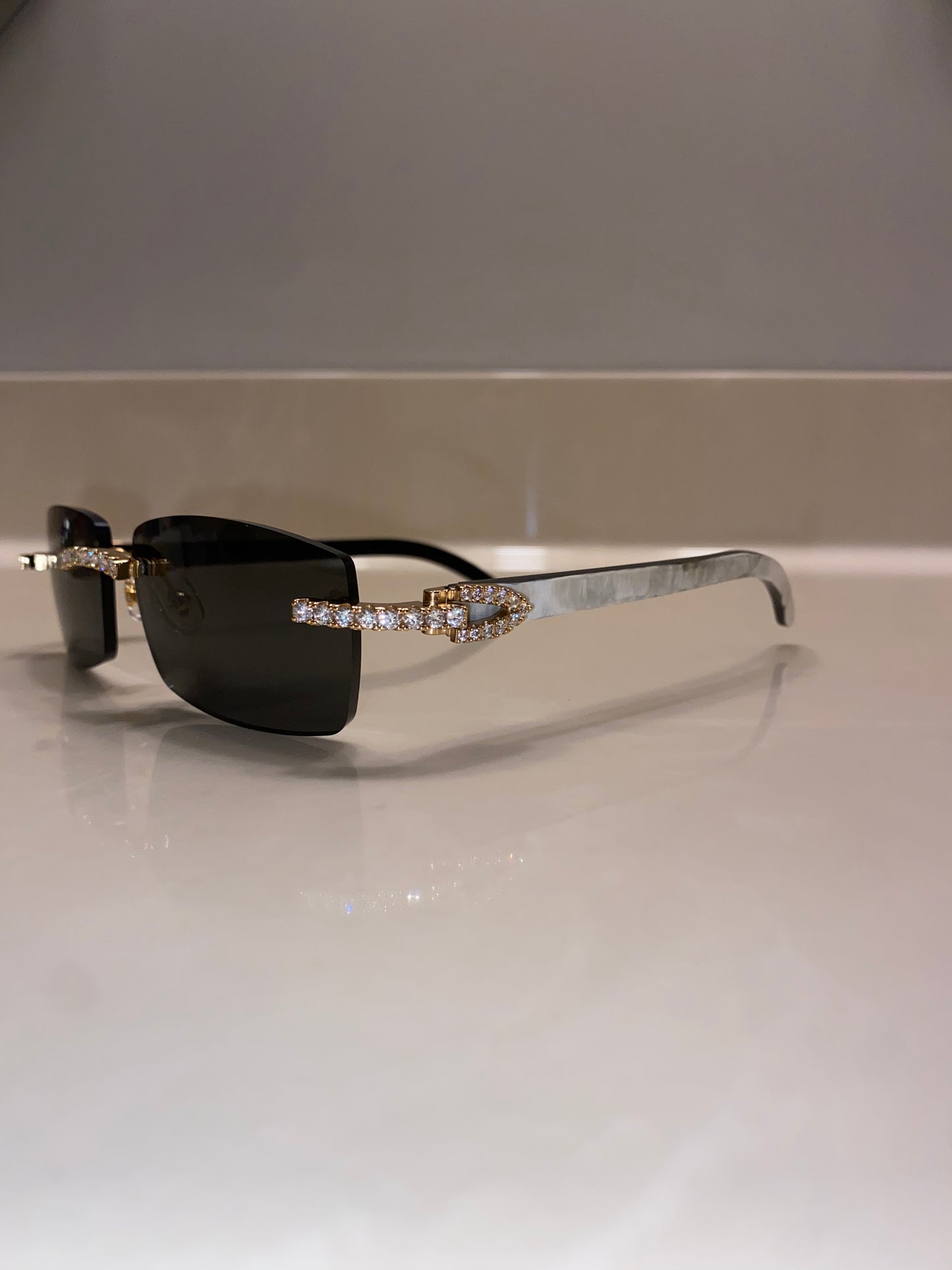 Iced out moissanite Rimless Sunglasses Detroit style sunglasses