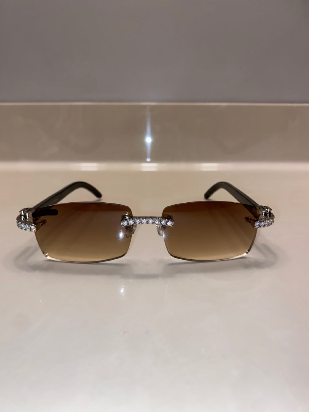 Iced out moissanite Rimless Sunglasses Detroit style sunglasses