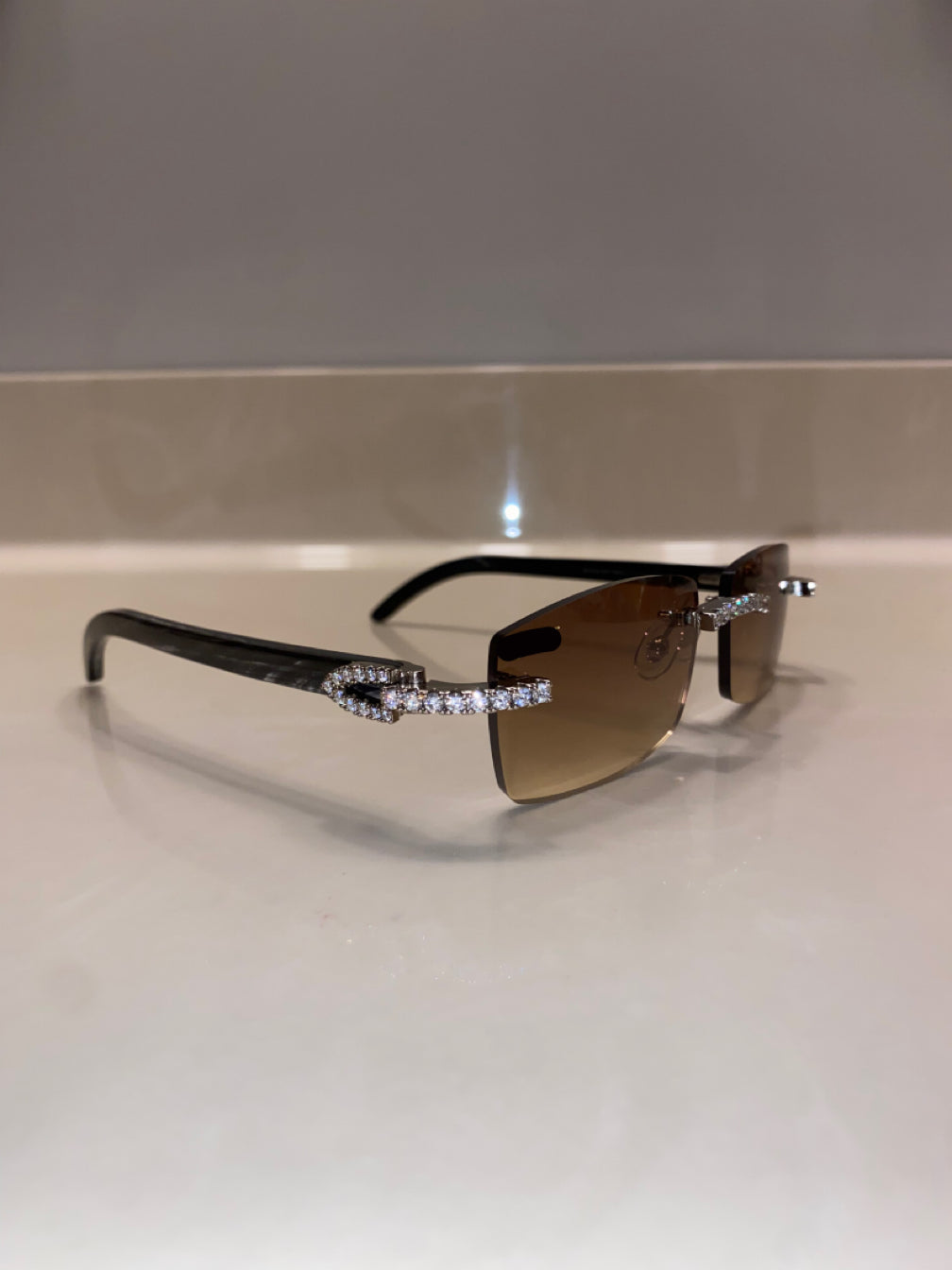 Iced out moissanite Rimless Sunglasses Detroit style sunglasses