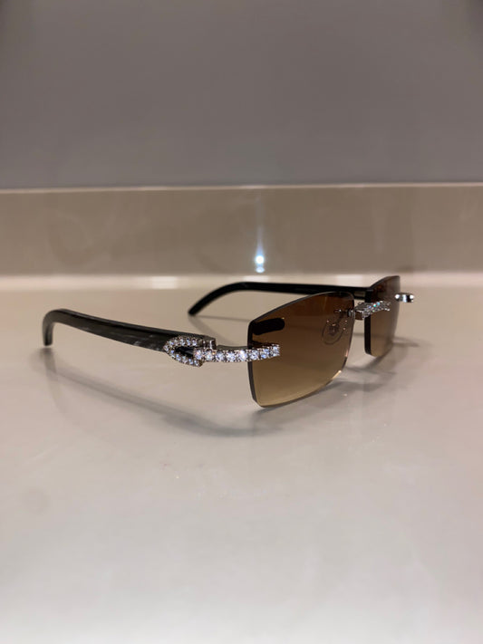 Iced out moissanite Rimless Sunglasses Detroit style sunglasses