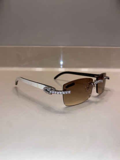 Iced out moissanite Rimless Sunglasses Detroit style sunglasses