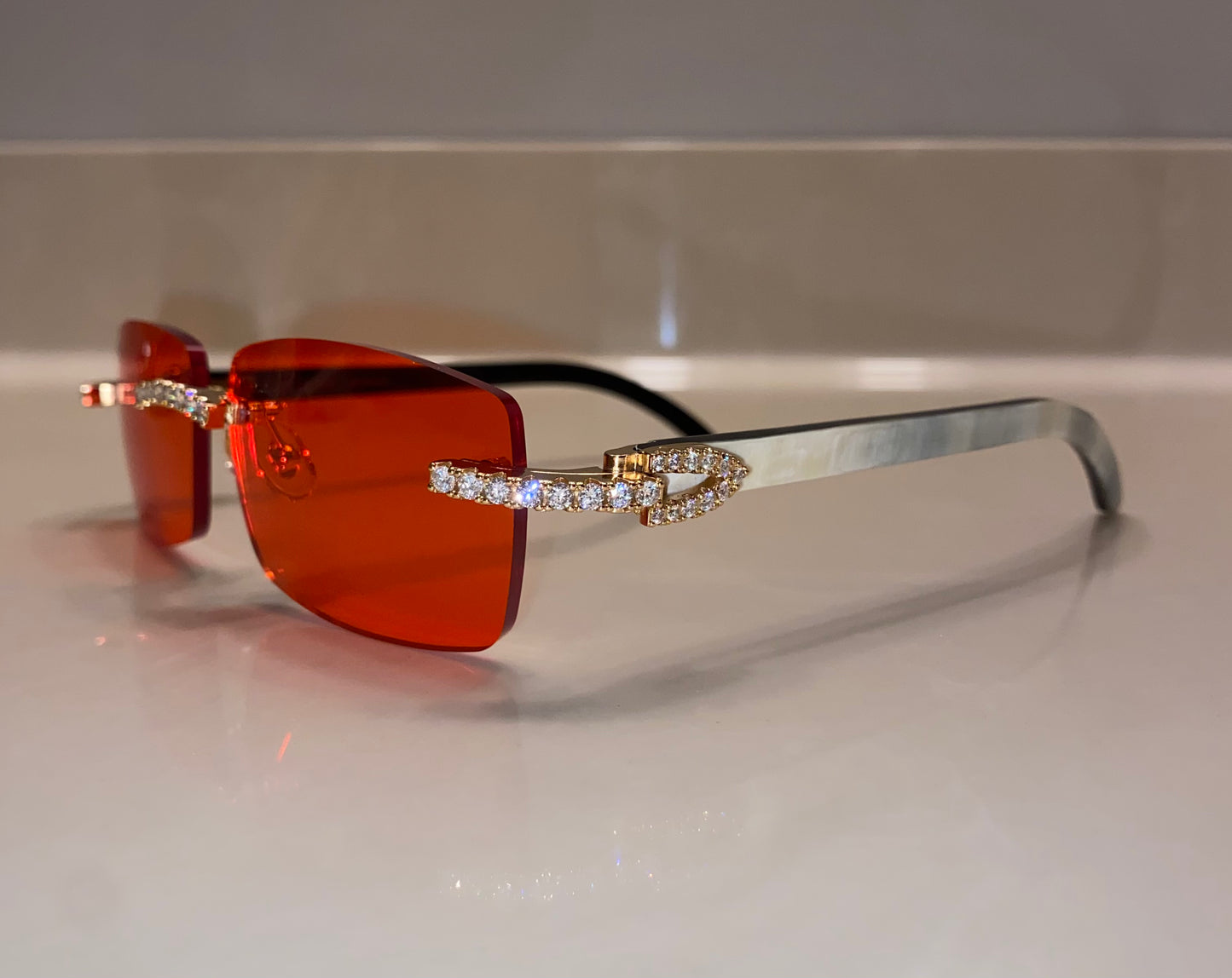 Iced out moissanite Rimless Sunglasses