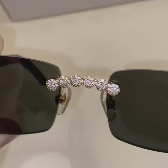 Iced out Rimless Sunglasses Detroit style Buffs