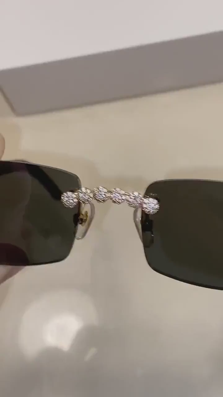 Iced out Rimless Sunglasses Detroit style Buffs