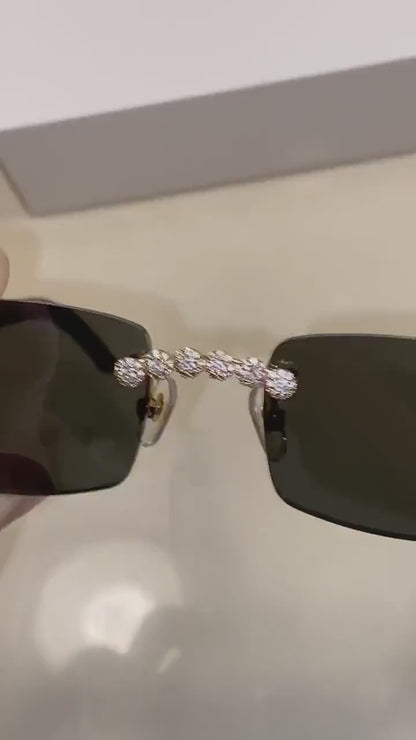 Iced out Rimless Sunglasses Detroit style Buffs