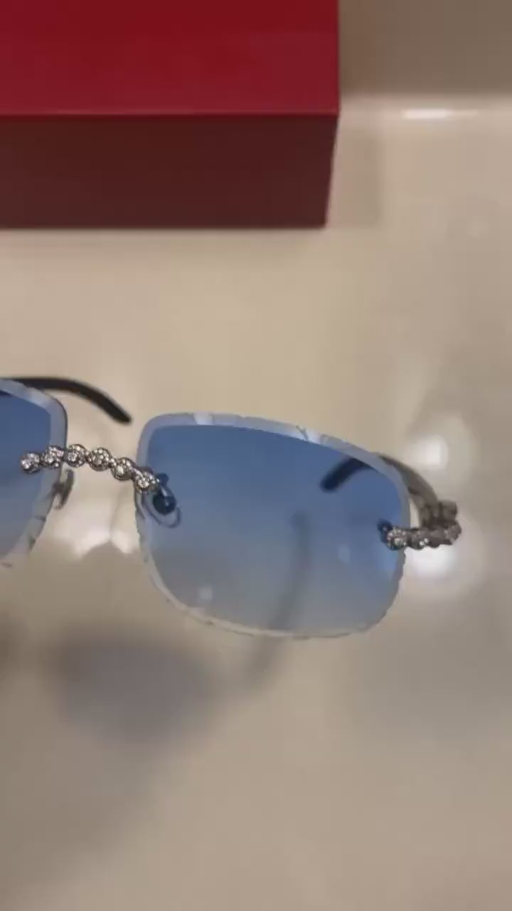 Iced out Rimless Sunglasses Detroit style Buffs