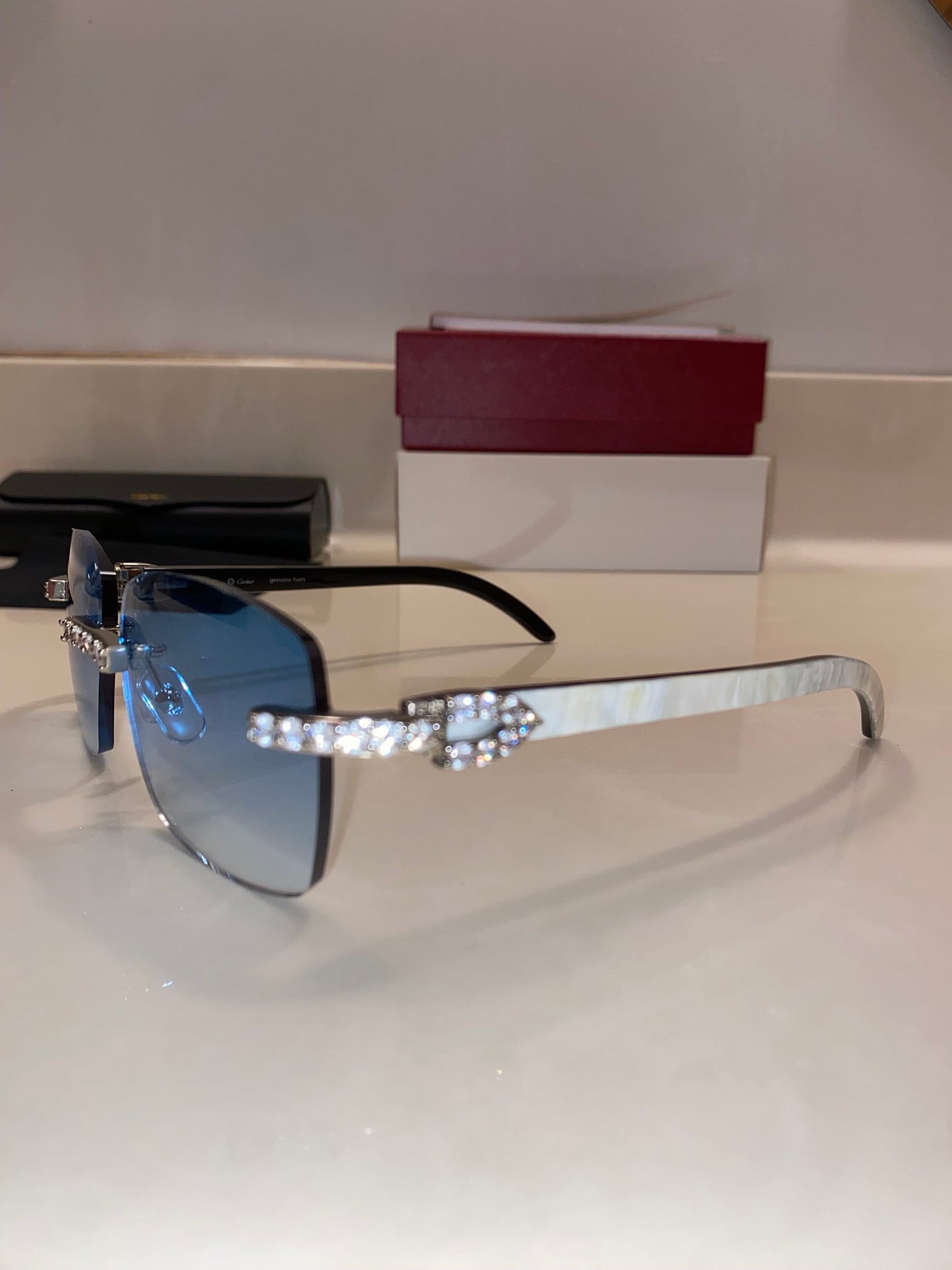 Iced out Rimless Sunglasses Detroit style Buffs