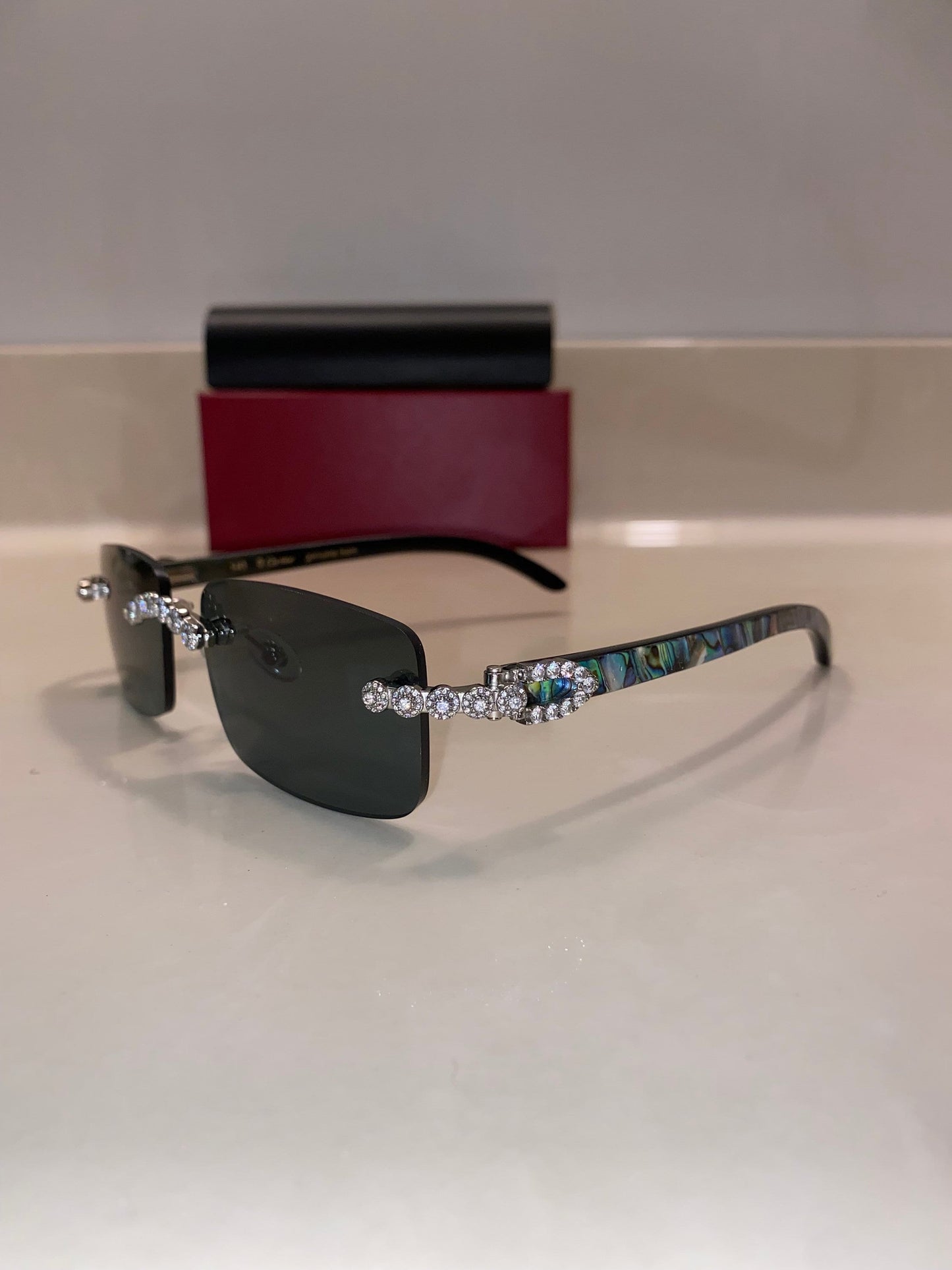 Iced out Rimless Sunglasses Detroit style Buffs