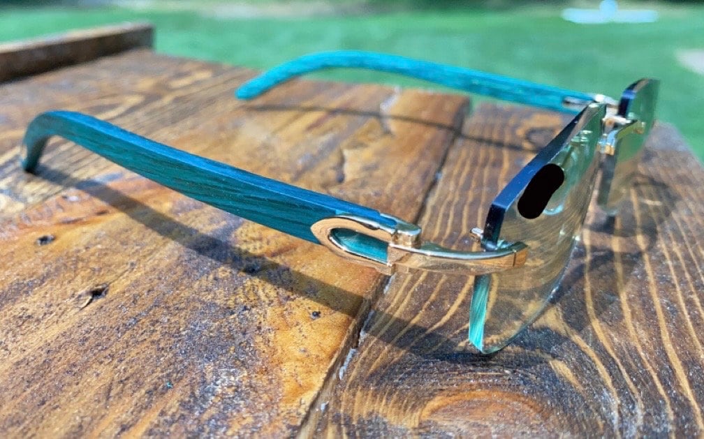 Teal Rimless Sunglasses Detroit style Buffs