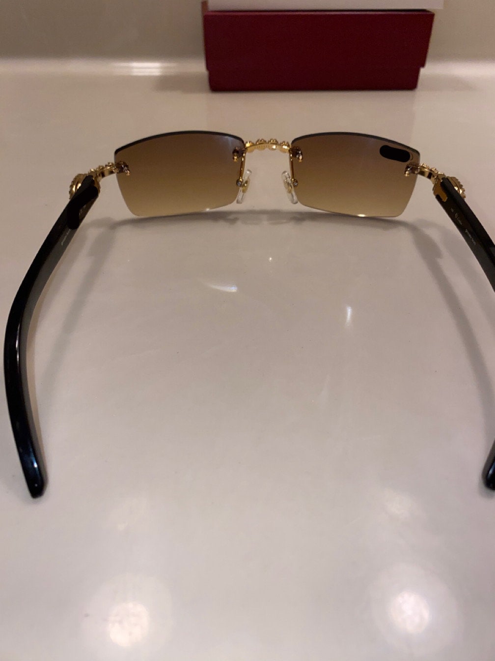 Iced out Rimless Sunglasses Detroit style Black Buffs