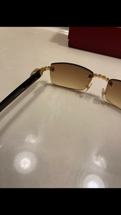 Iced out Rimless Sunglasses Detroit style Black Buffs