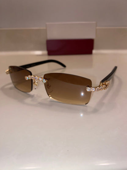 Iced out Rimless Sunglasses Detroit style Black Buffs