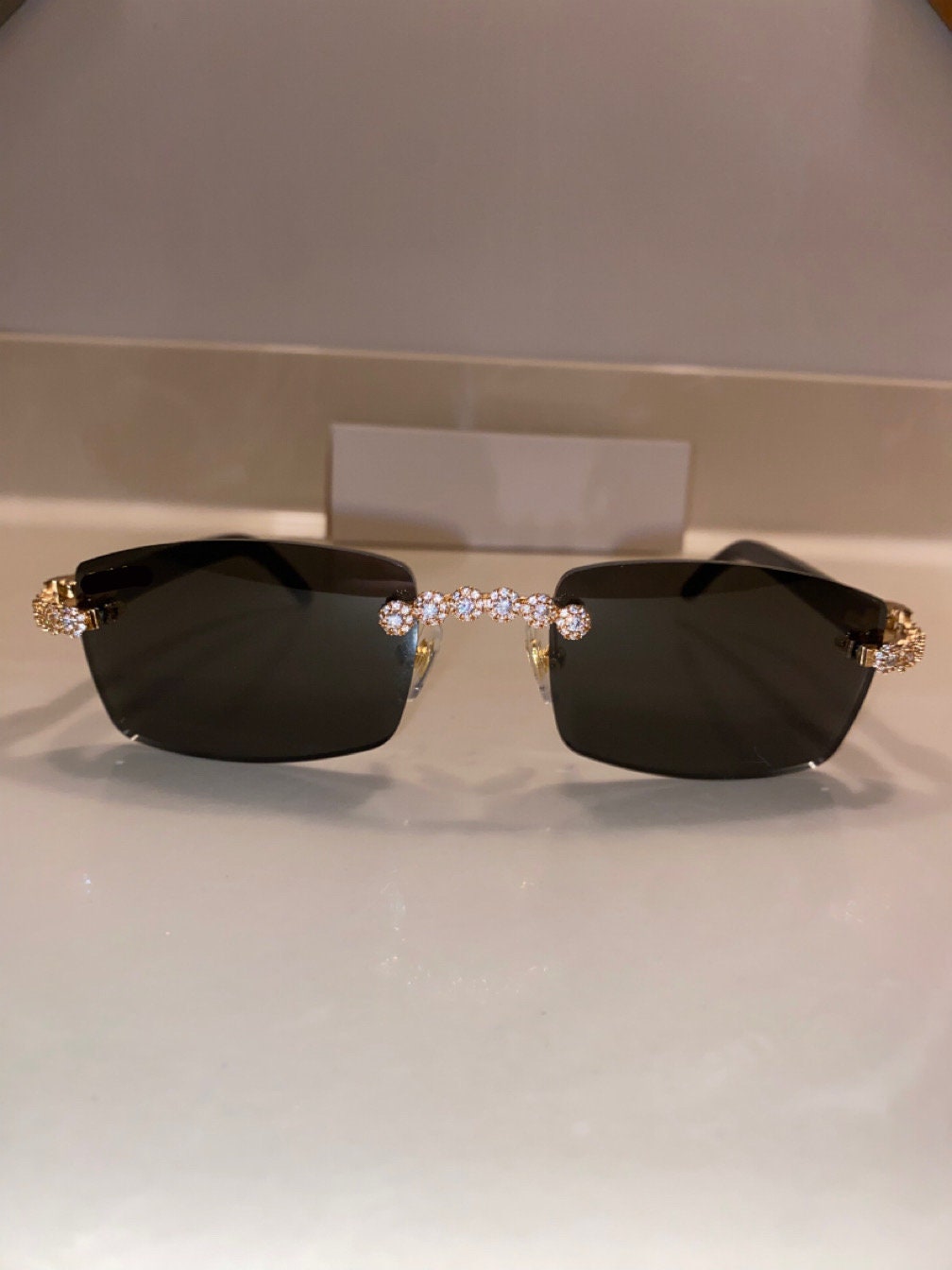 Iced out Rimless Sunglasses Detroit style Buffs